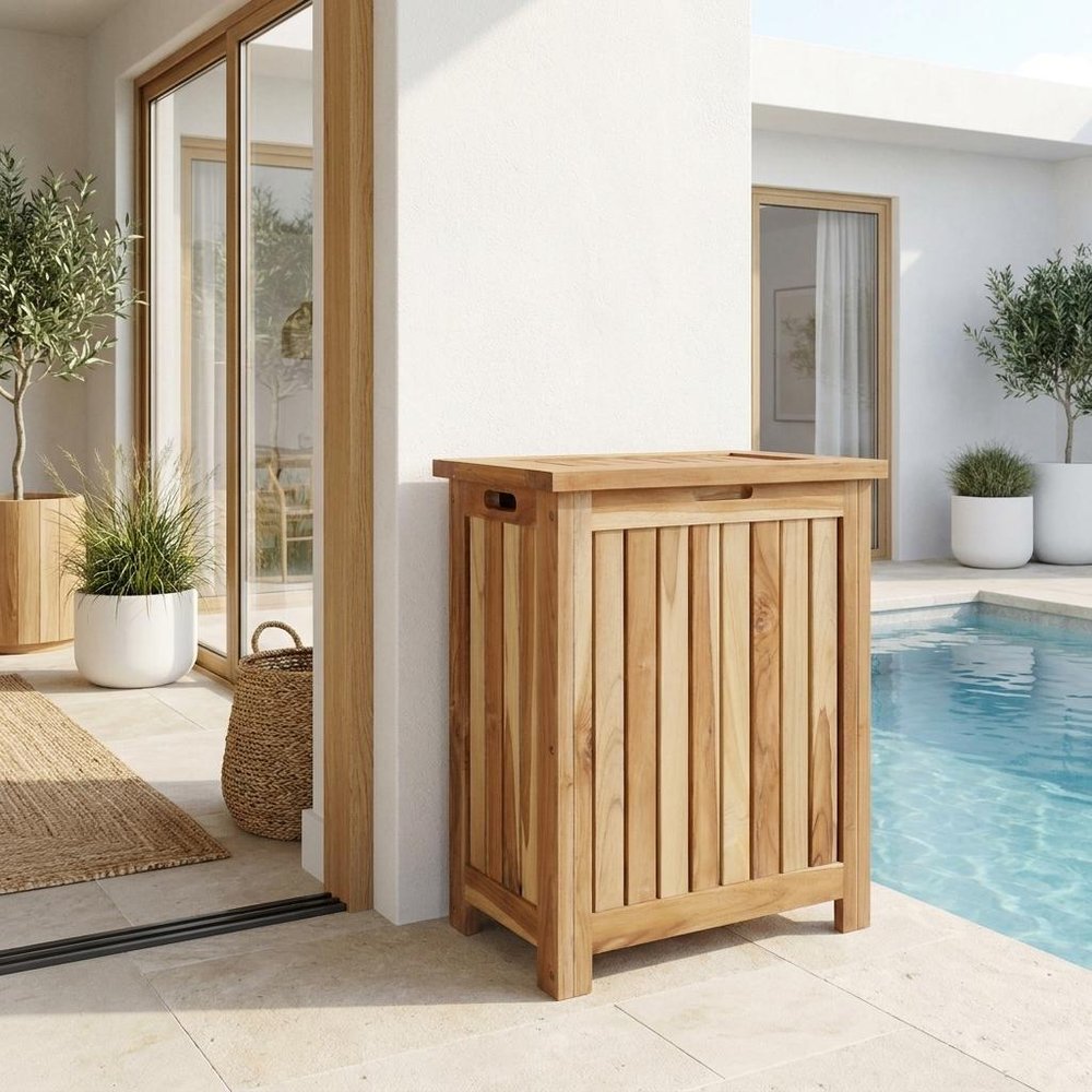 20" Natural Solid Wood Hamper Storage Box HomeRoots