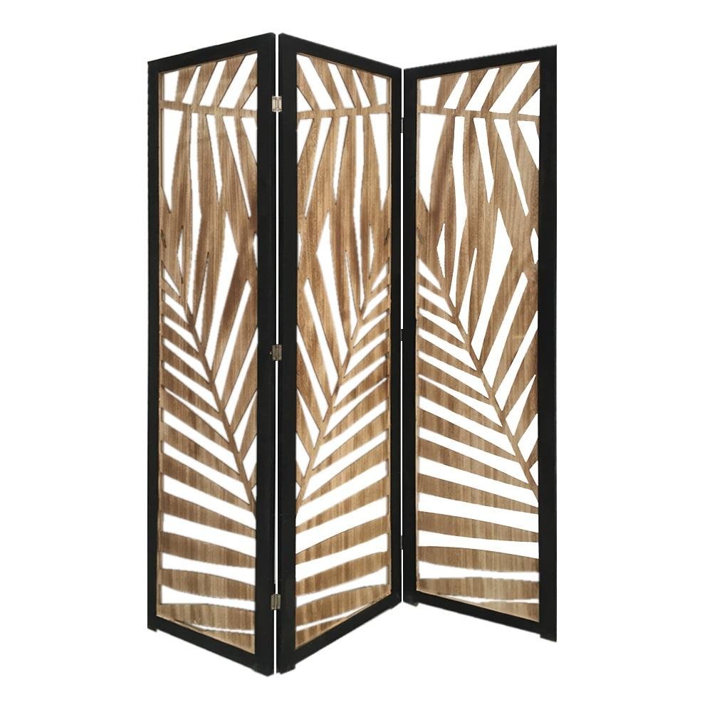 67" Brown Solid Wood Panel Screen Room Divider HomeRoots