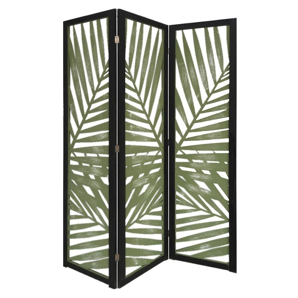 67" Green Solid Wood Panel Screen Room Divider HomeRoots