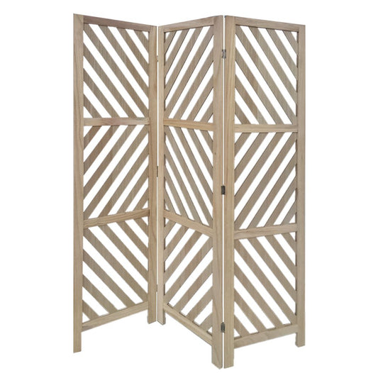 67" Brown Solid WoodFolding Three Panel Screen Room Divider HomeRoots