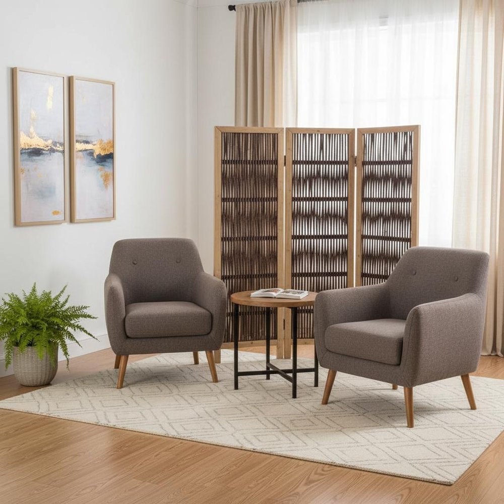 71" Brown Solid Wood Folding Three Panel Screen Room Divider HomeRoots