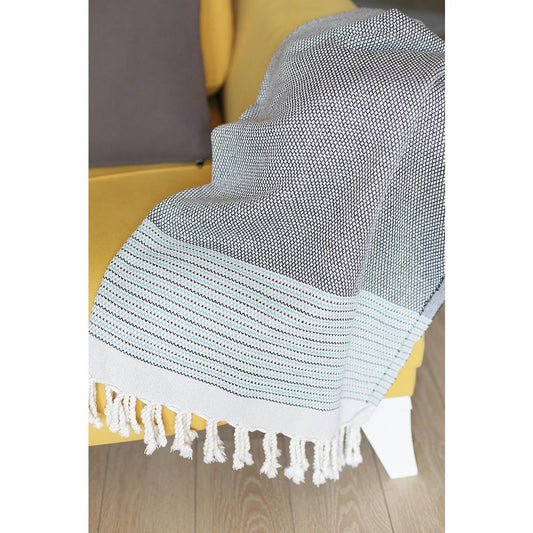 Grey And Blue Striped Turkish Towel Or Throw Blanket HomeRoots