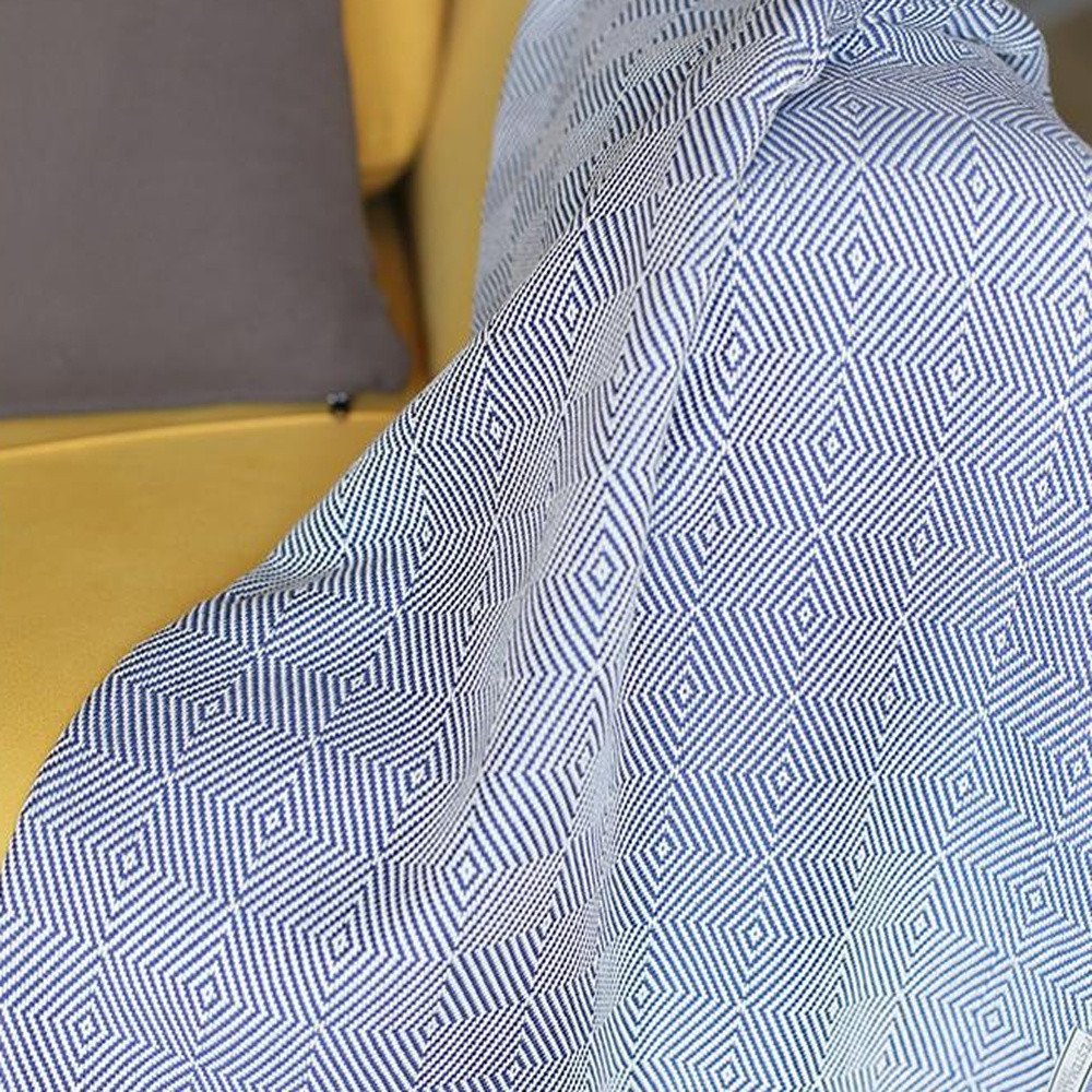 70" Geometric Handwoven Throw Blankets In Blue HomeRoots