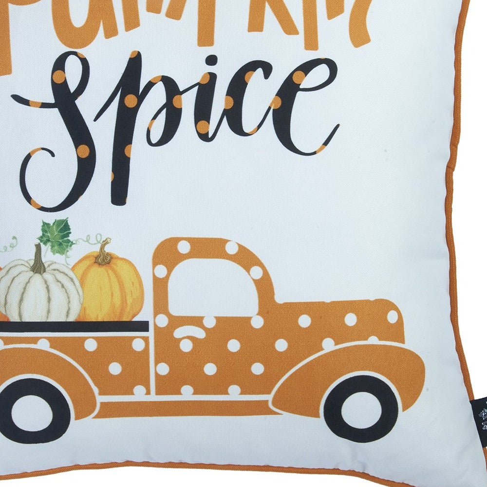 Set Of Four 18" Orange Pumpkin Pick Up Truck Pillow Covers FurniFindUSA