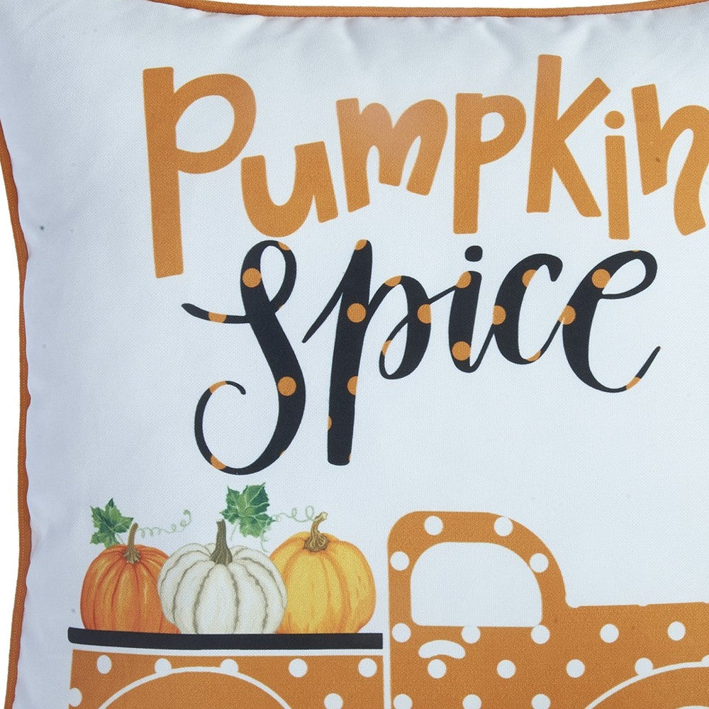 Set of Two 18" X 18" Orange and White Thanksgiving Pumpkin Pillow Covers FurniFindUSA