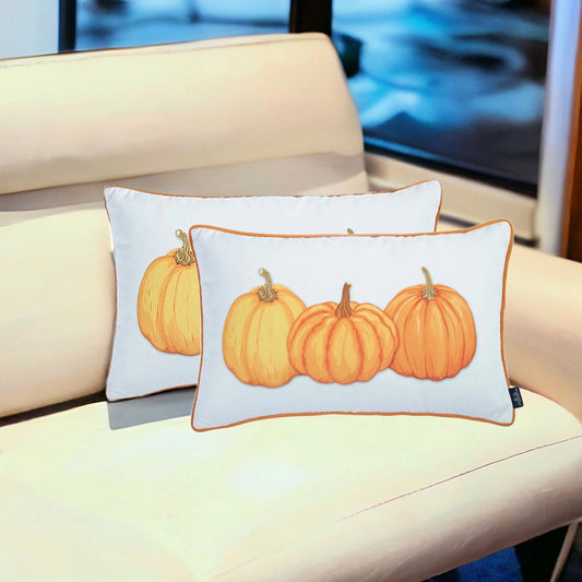 Set Of 2 20" Thanksgiving Pumpkin Throw Pillow Cover In Multicolor FurniFindUSA
