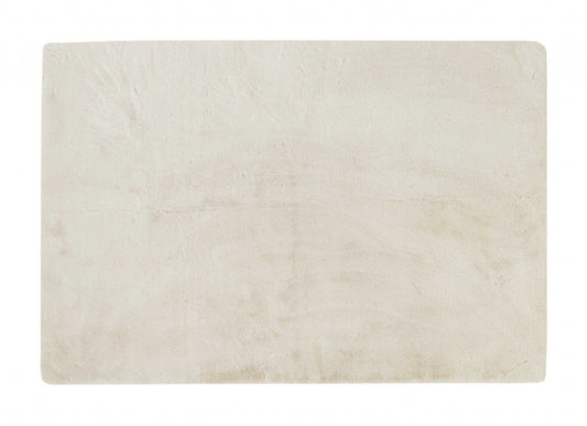 Luxe Faux Rabbit Fur Rectangular Rug 5' X 8' - Ivory FurniFindUSA