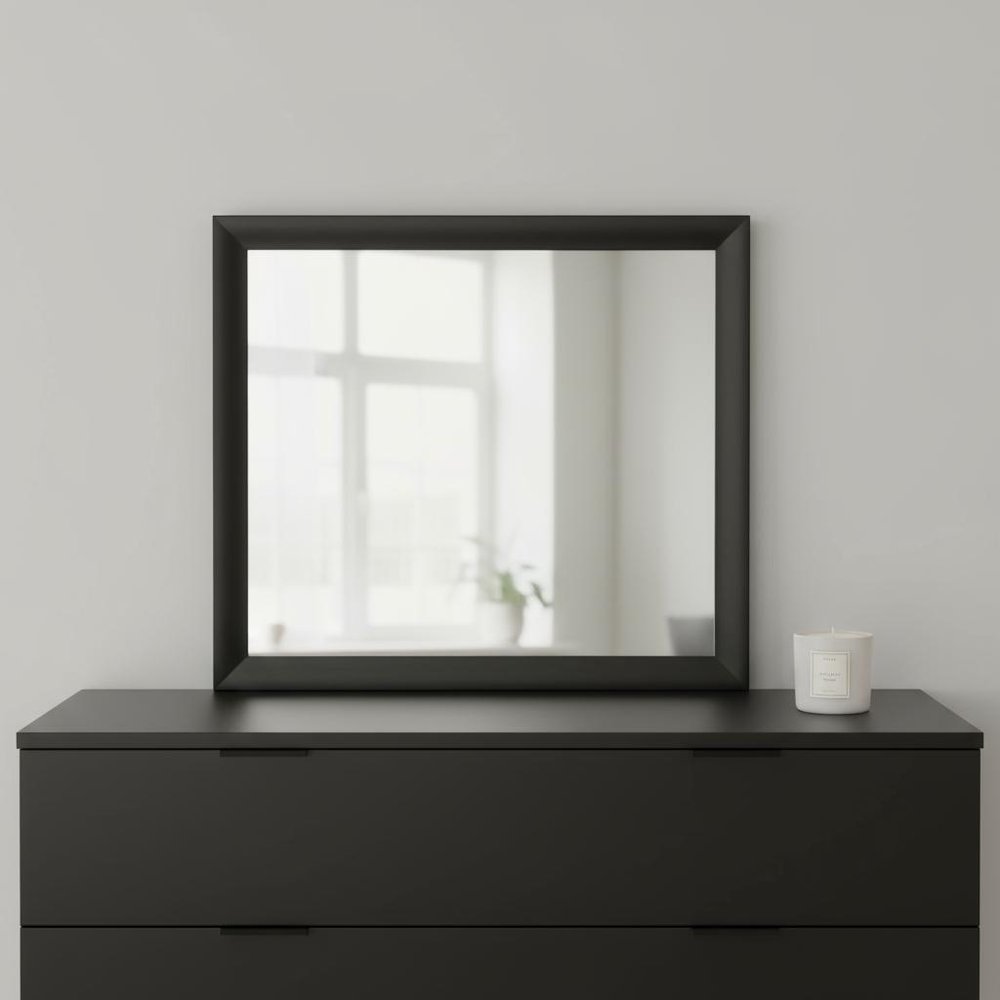 35" Black Square Wood Framed Mounted Dresser Mirror HomeRoots