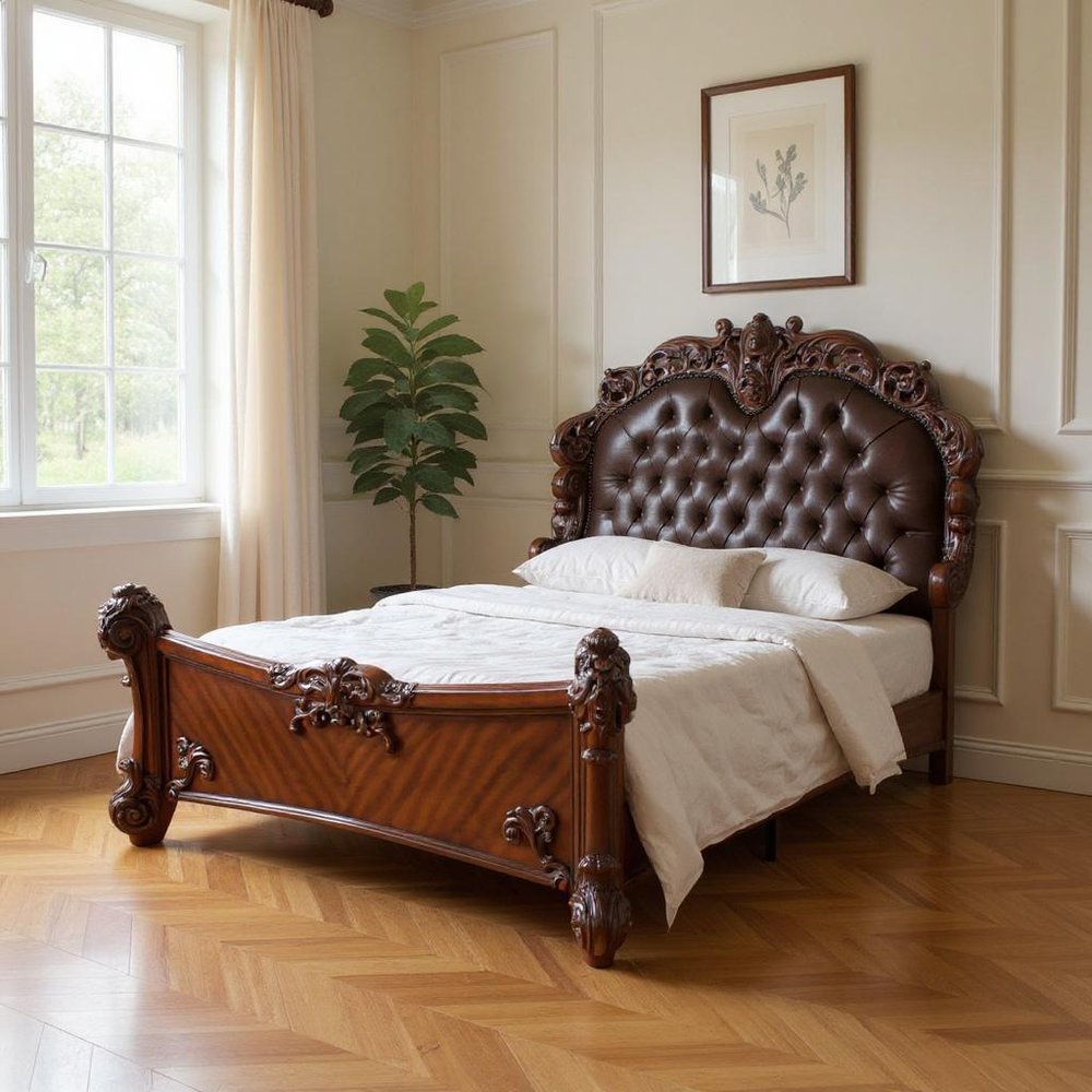Dark Brown and Cherry Blossom Pink Tufted Upholstered Faux Leather No Bed HomeRoots
