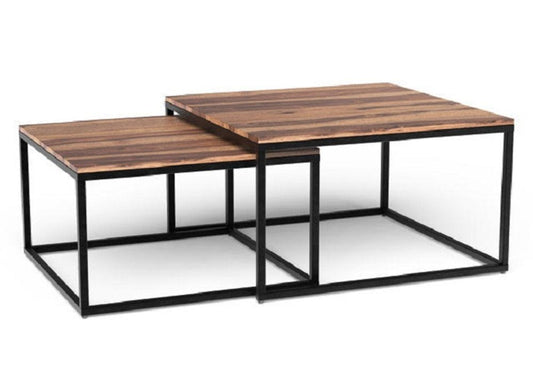 30" Brown And Black Solid Wood And Iron Square Coffee Table HomeRoots