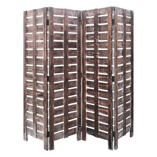 72" Brown Folding Four Panel Screen Room Divider HomeRoots