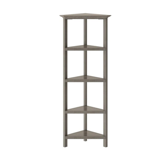 Gray Solid Wood Corner Bookcase