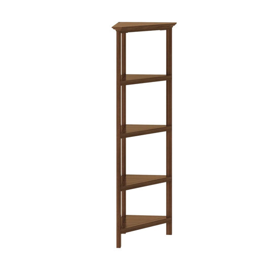 60" Walnut Solid Wood Four Tier Corner Bookcase HomeRoots