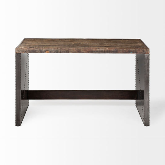 52" Dark Brown and Gray Writing Desk
