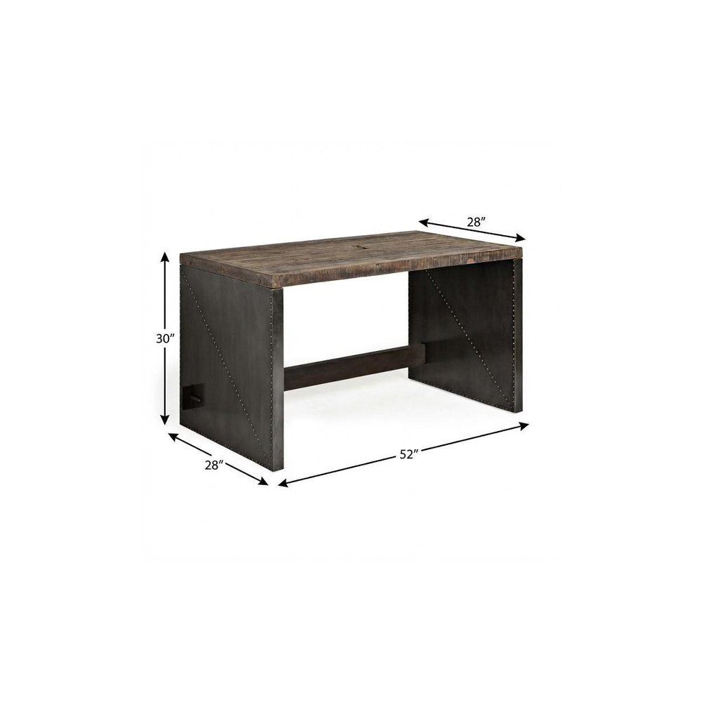 52" Dark Brown and Gray Writing Desk HomeRoots