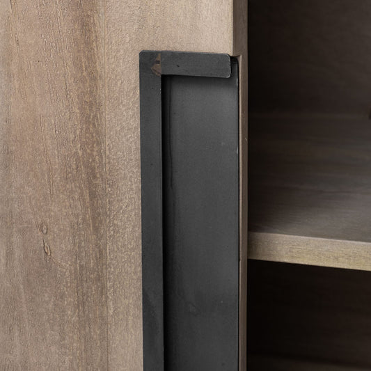 82" Brown Solid Wood Three Drawer Sideboard with Six Doors HomeRoots