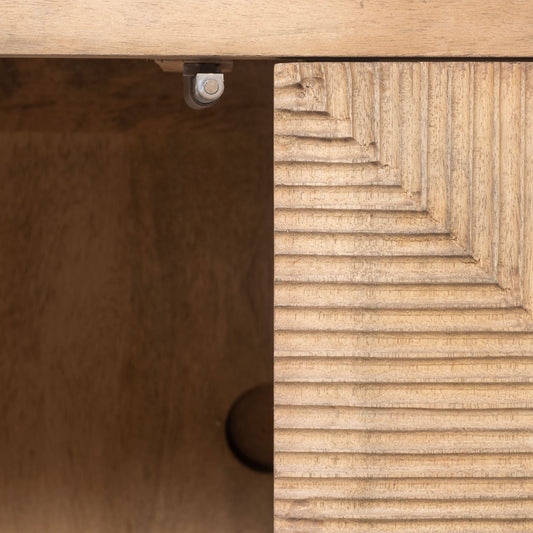 78" Brown Solid Wood Sideboard with Four Doors HomeRoots