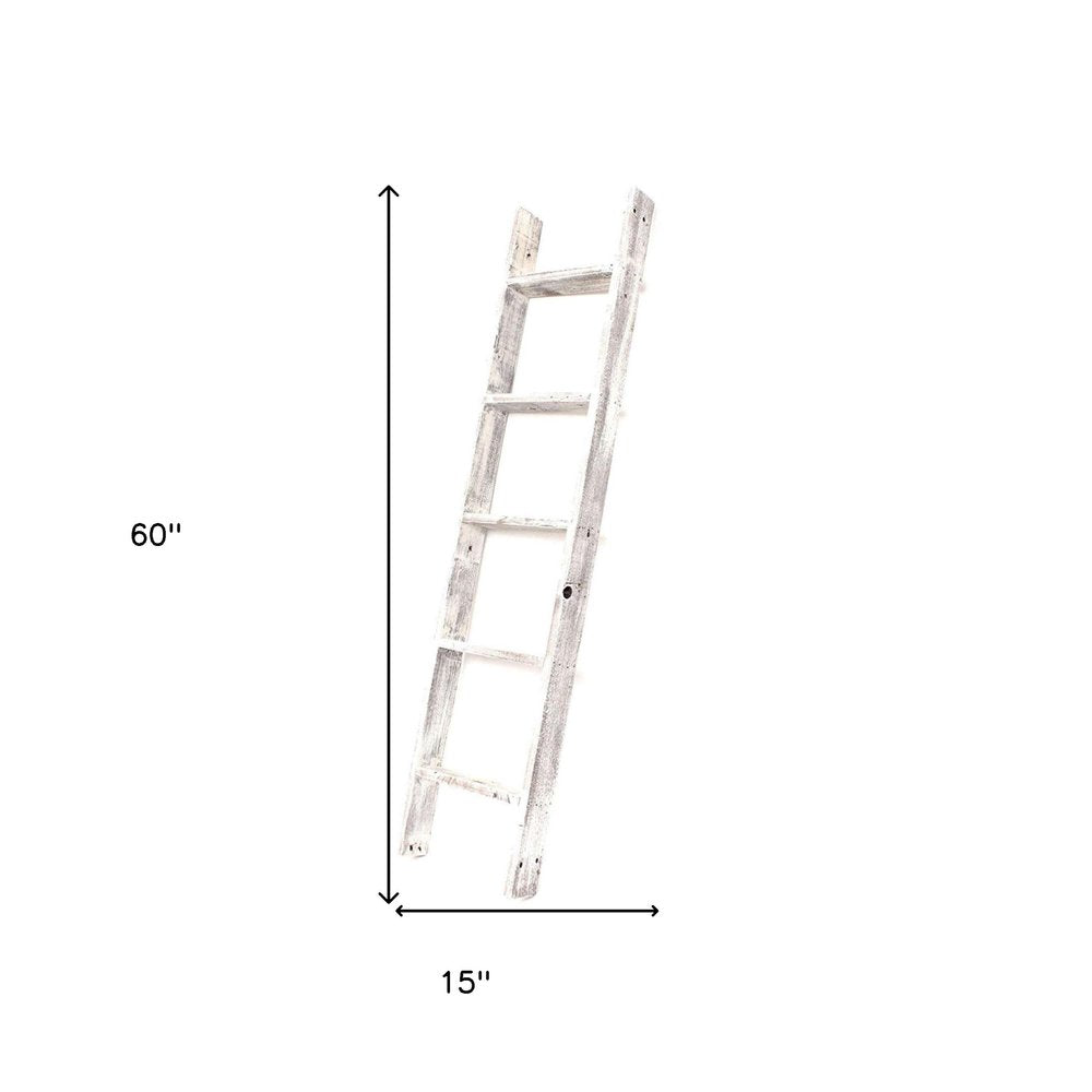 60" Espresso Distressed Solid Wood Five Step Ladder Shelf HomeRoots