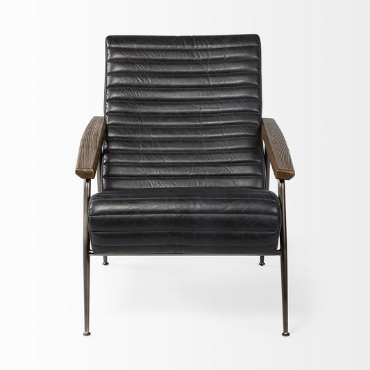 37" Black And Brown Faux Leather Lounge Chair HomeRoots