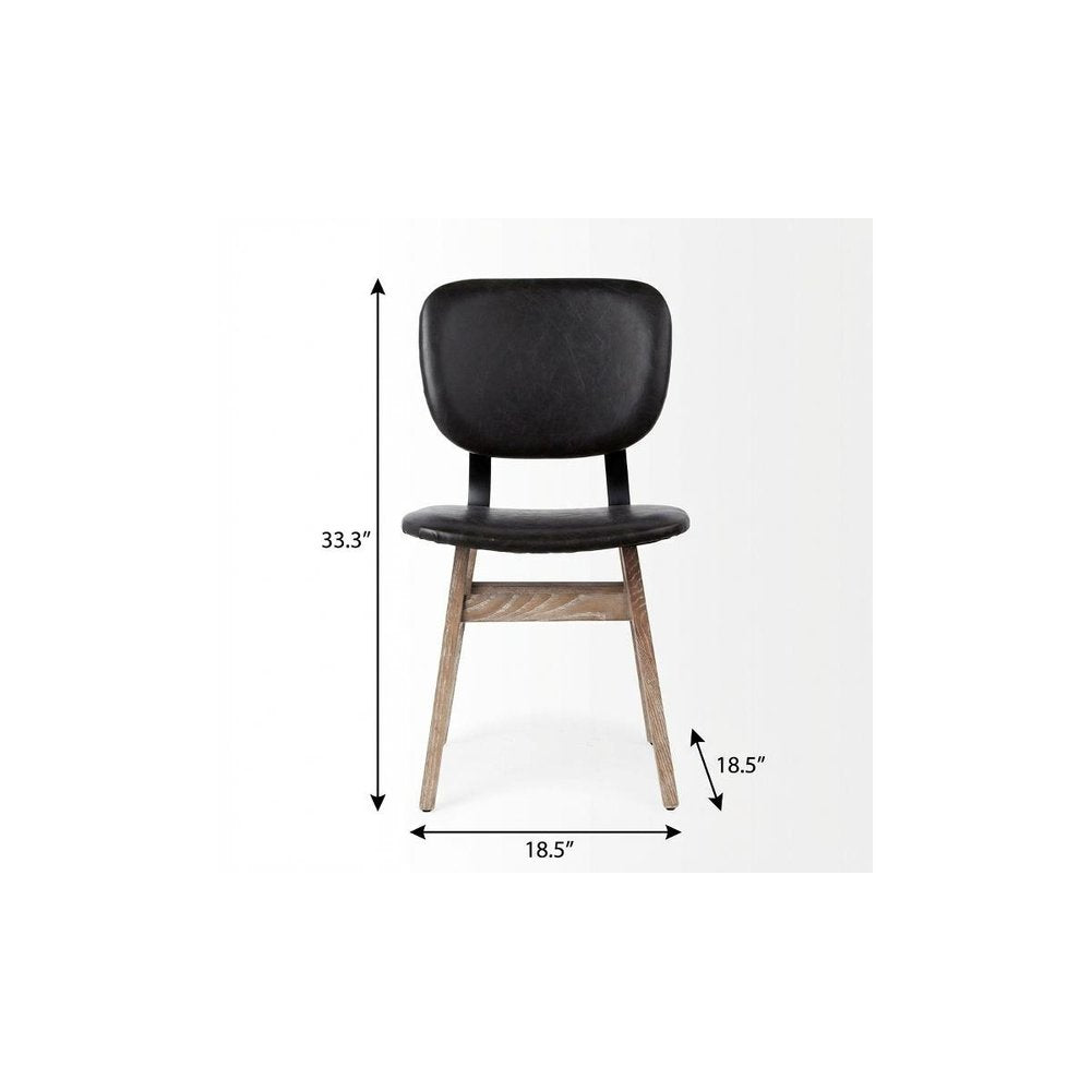 Set of Two Black and Brown Faux Leather Open Back Dining Side Chairs HomeRoots