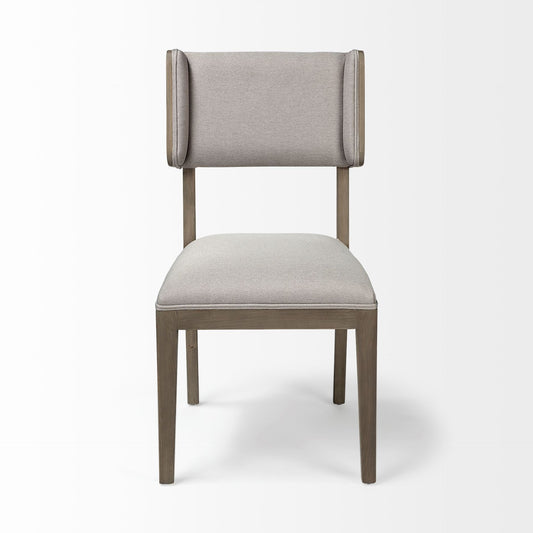 Set Of Two Brown And Light Gray Upholstered Fabric Open Back Side Chairs HomeRoots