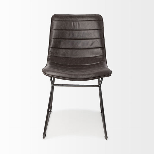 Set Of Two Black Upholstered Faux leather Side Chairs HomeRoots