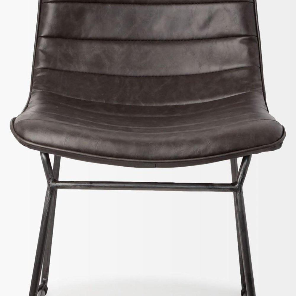 Set Of Two Black Upholstered Faux leather Side Chairs HomeRoots