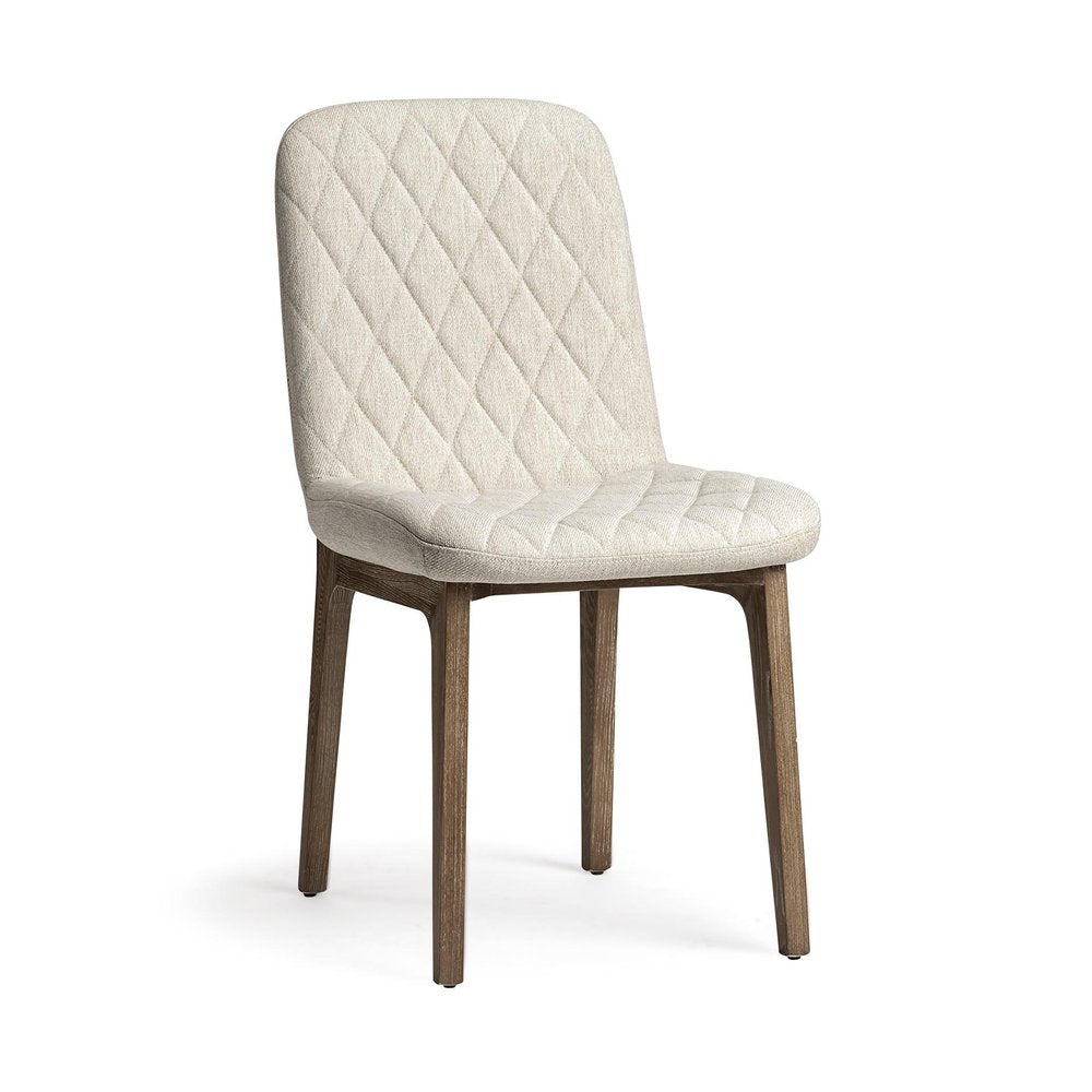Set of Two Cream and Brown Fabric Dining Side Chairs HomeRoots