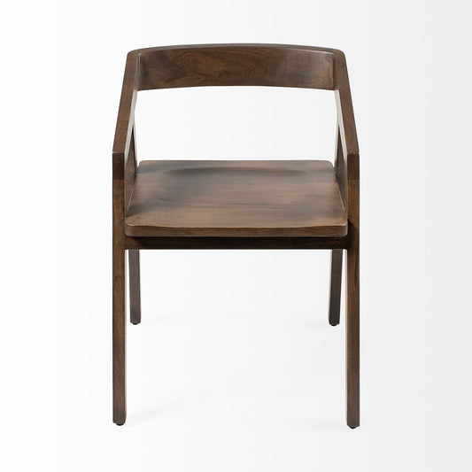 Set Of Two Brown Wood Open Back Arm Chairs HomeRoots