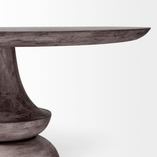 60" Gray Rounded Solid Wood Pedestal Base Dining Table HomeRoots