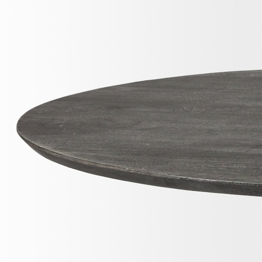 54" Light Brown And Gold Solid Wood And Iron Pedestal Base Round Top Dining Table