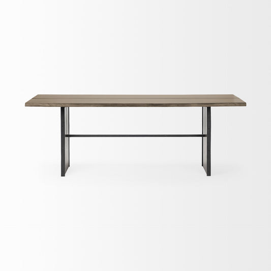 84" Brown Solid Wood Sled Base Dining Table HomeRoots