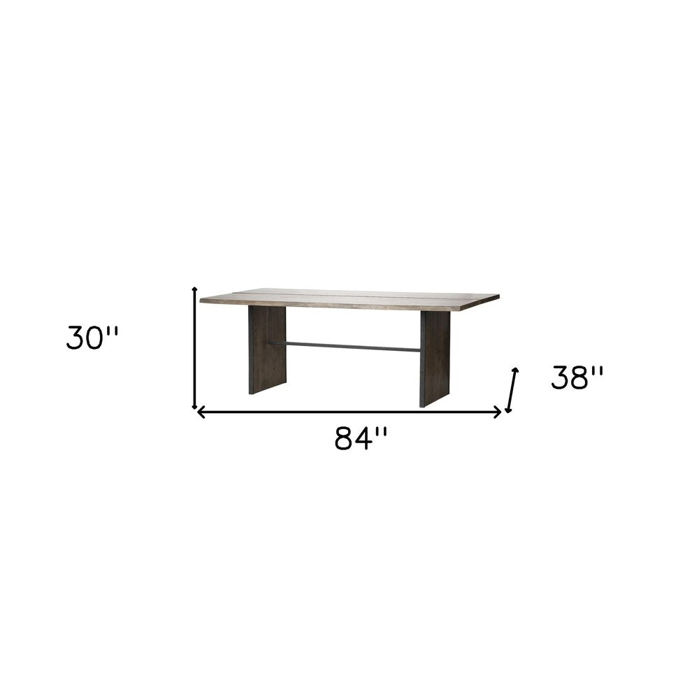 84" Brown Solid Wood Sled Base Dining Table HomeRoots