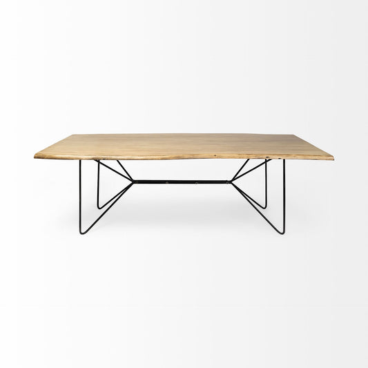 80" Brown And Black Solid Wood And Metal Dining Table HomeRoots