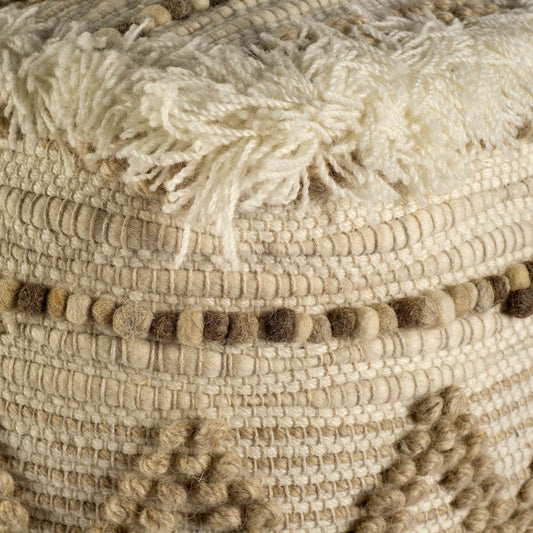 18" Beige Geometric Cube Ottoman HomeRoots