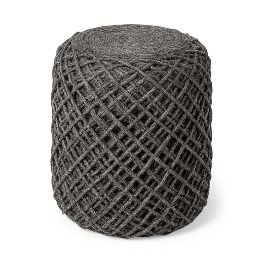 16" Gray Upholstery Cylinder Abstract Pouf Ottoman HomeRoots