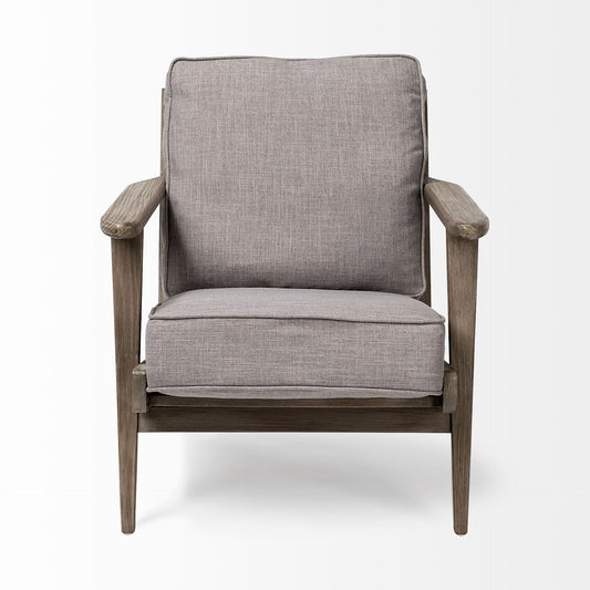 31" Gray and Brown Fabric Lounge Chair HomeRoots