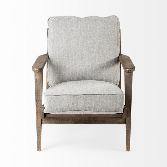 31" Light Gray and Brown Fabric Lounge Chair HomeRoots