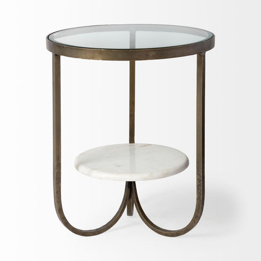 24" White Glass Round End Table HomeRoots