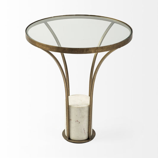 24" Black And White Glass Round End Table HomeRoots