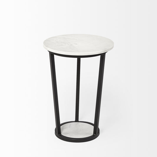 21" Black And White Marble Round End Table HomeRoots