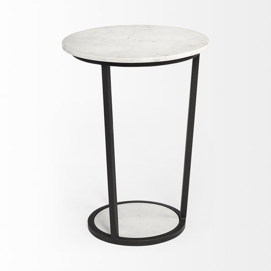 25" Black And White Marble End Table HomeRoots