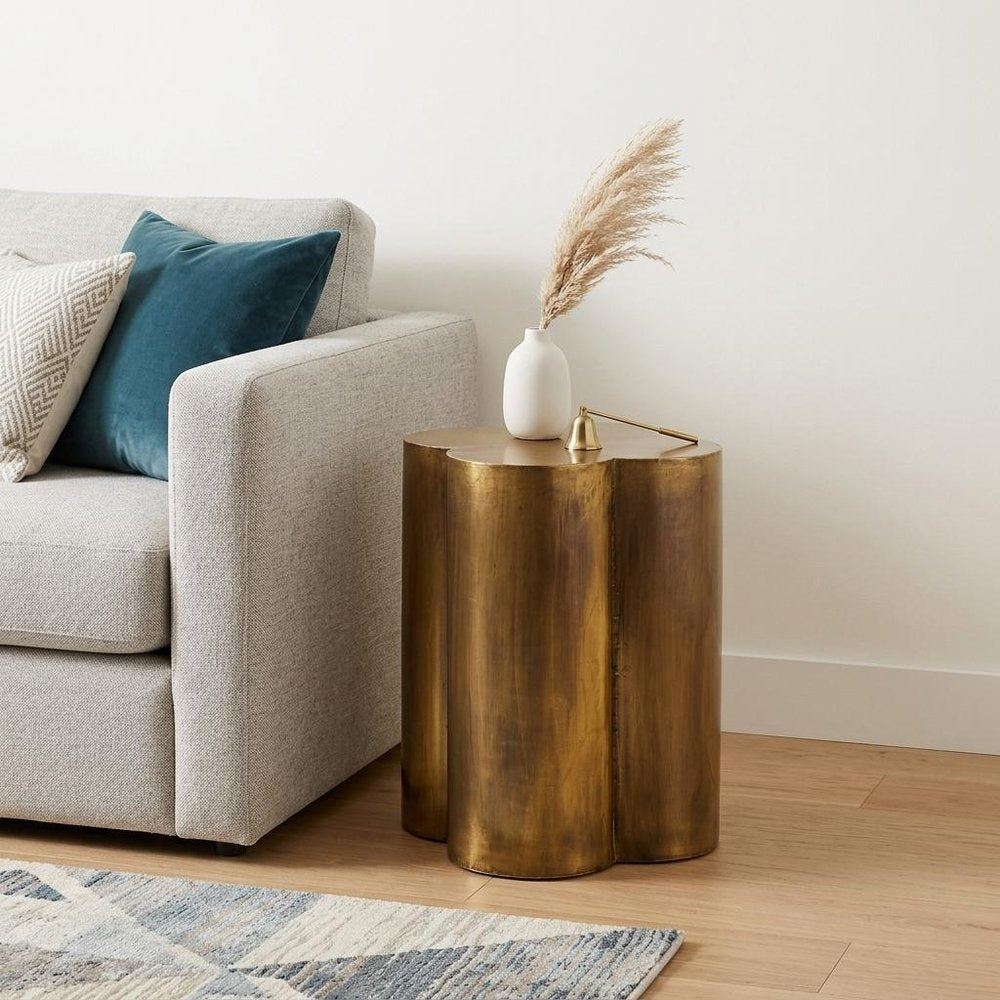 22" Brass And Antique Brass Brass End Table HomeRoots
