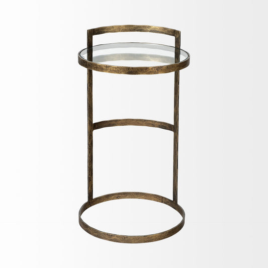 27" Gold And Clear Glass Round End Table HomeRoots