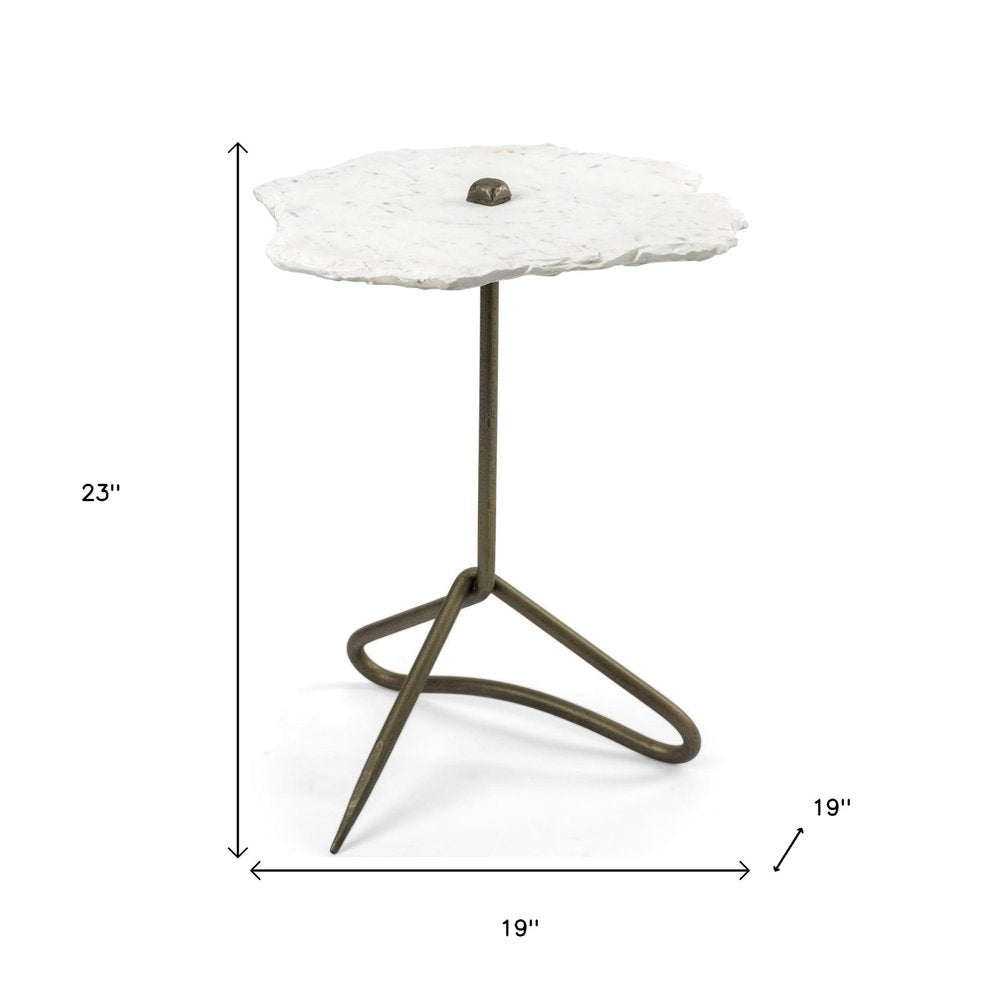 23" Gold And White Marble End Table HomeRoots