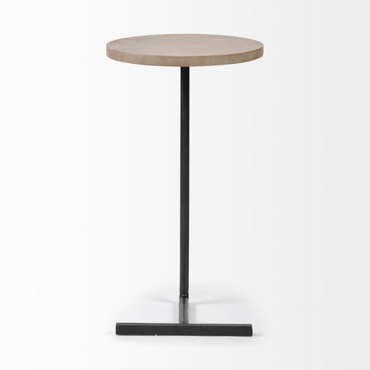 15" Natural and Black Solid Wood and Metal HomeRoots