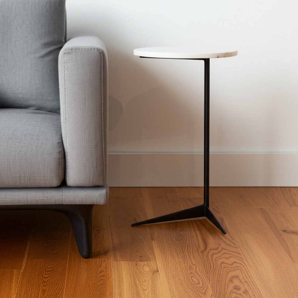 27" Black And White Marble Round End Table HomeRoots
