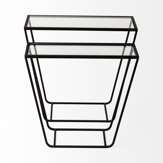 10" Clear Glass and Metal Frame Console Table HomeRoots
