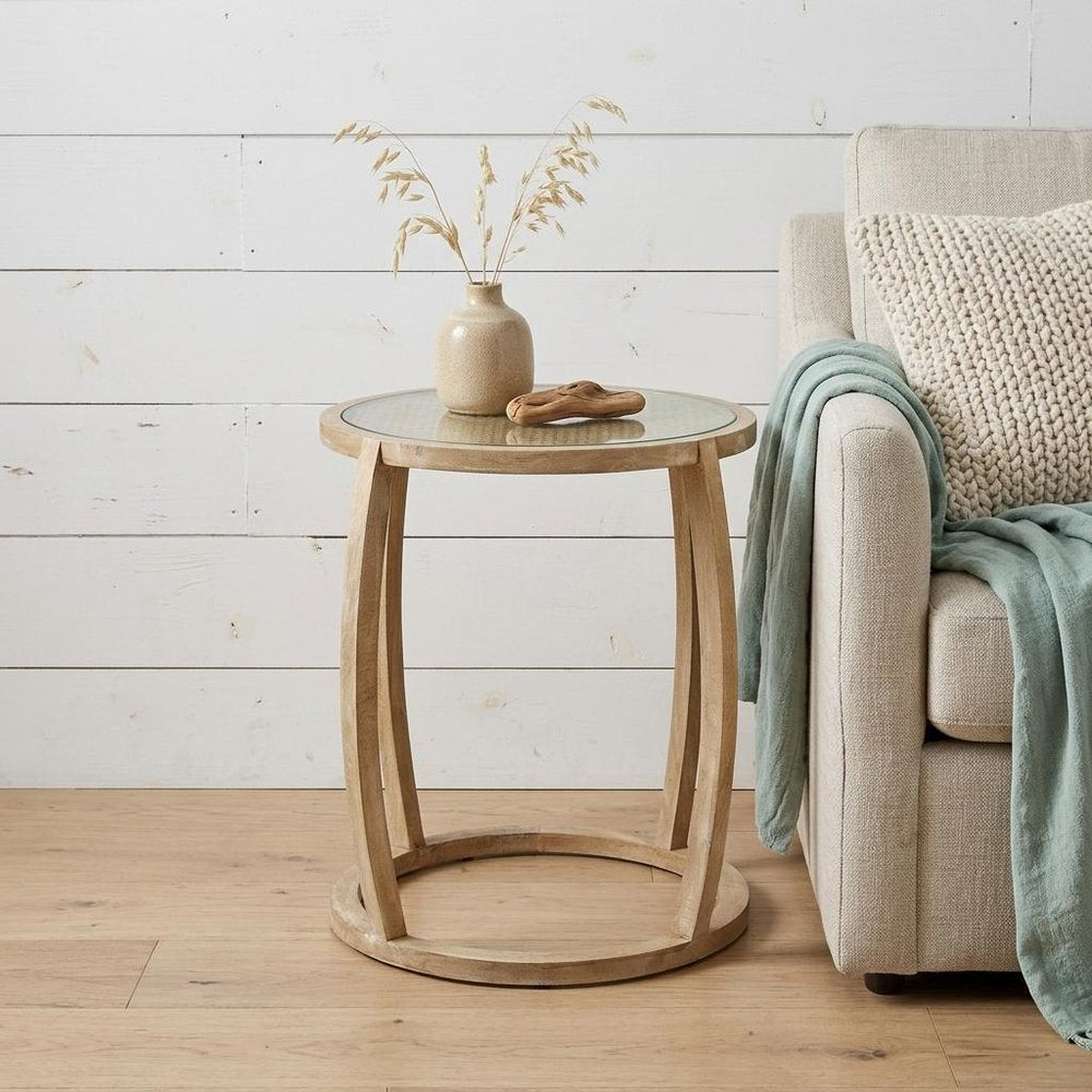 26" Brown And Clear Glass Round End Table HomeRoots