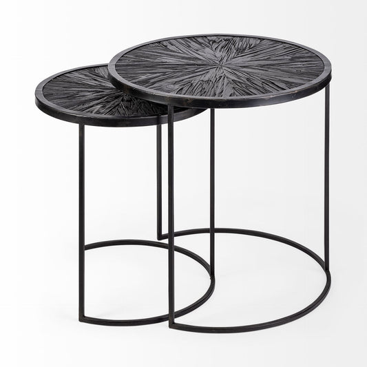 Set of Two 20" Black Round End Table HomeRoots